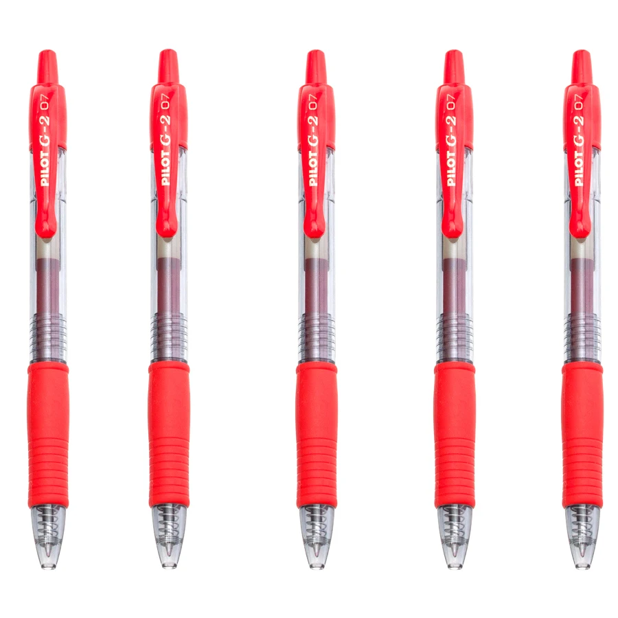 Japan Pilot G2 гелевая ручка 0,7 мм выдвижная ручка гладкое письмо большой объем школьная офисная ручка BL-G2-7 - Цвет: 5pcs Red