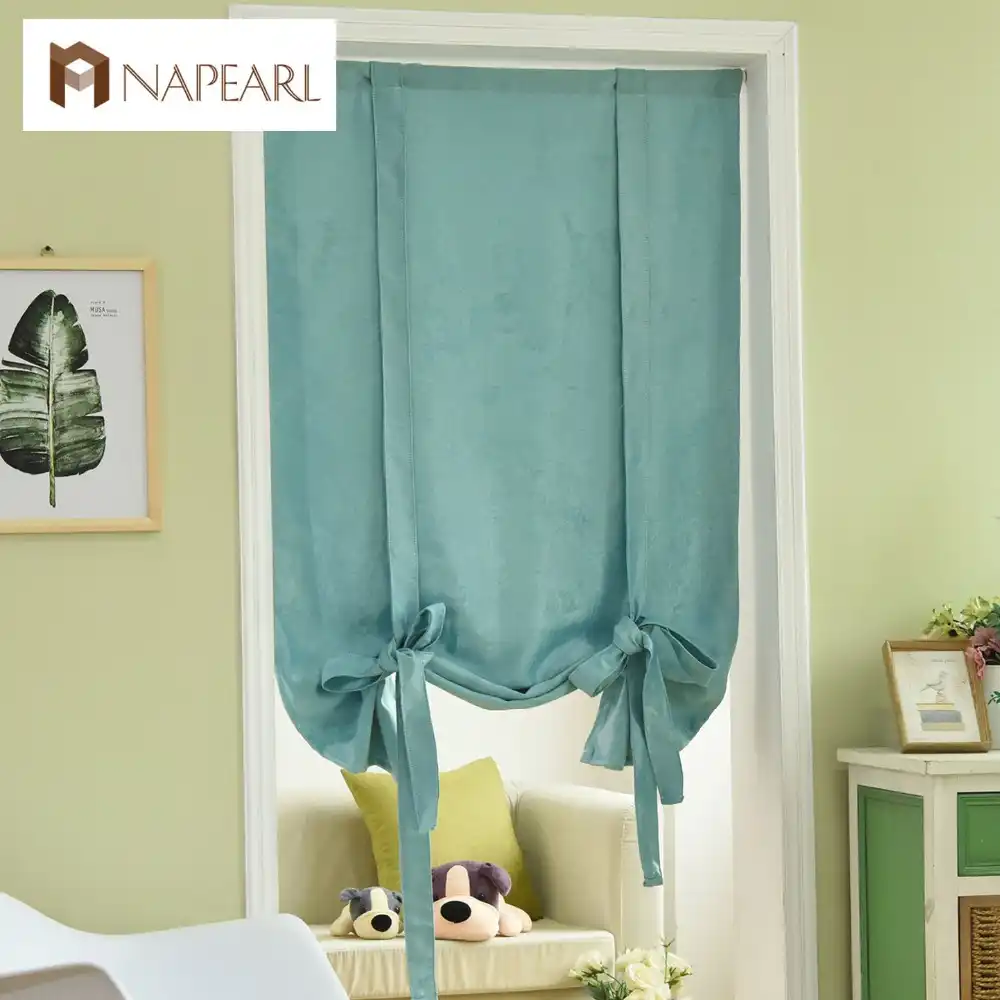 Roman Blinds Short Kitchen Curtains Blackout Thick Ready Made Rod