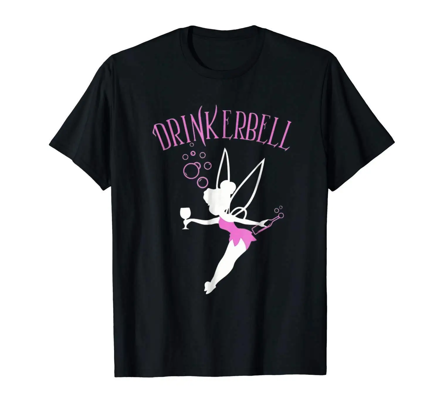 Drinkerbell Tinkerbell Милая Черная футболка с рисунком Мужская унисекс новая модная