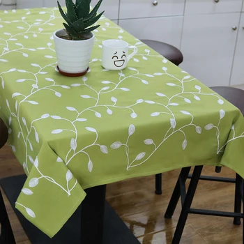 

Pastoral Table Cloth Table Cover Embroidered Tablecloth Leaves Rectangle Cotton&Polyester Home Kitchen Dining Room Wedding Woven
