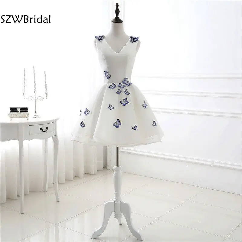 

New Arrival V Neck Knee length elegant Cocktail dresses 2019 butterfly Colorful Vestidos de coctel Ever pretty vestido de festa