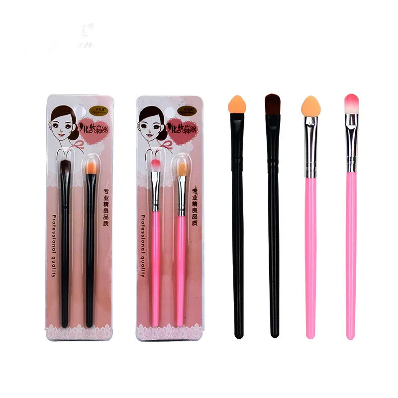 

2 Pcs Long Handle Eye Shadow Brush Pro Foundation Eyebrow Lip Brush Portable Beginner Smudge Brush Cosmetic Beauty Makeup Tool
