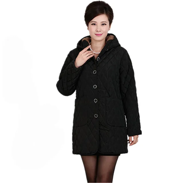 Buy 2018 women jacket Thick winter coat long middle aged women's hooded cotton