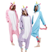 Cheap Kigurumi Adult Animal Unicorn Onesies Pajamas Teenagers For Halloween One-piece Jumpsuit Pijama Cosplay At Home Parties
