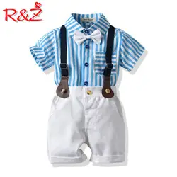 R & Z/костюм для малышей 2019 г. новый летний повседневный костюм для мальчиков в европейском и американском стиле синий полосатый комбинезон с