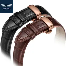 JEAYOU Мужчины Натуральная Кожа Смотреть Ремешок Ремешок Для Tissot/Omega/МКК С Розовое Золото Развертывания Пряжка 20 мм 22 мм