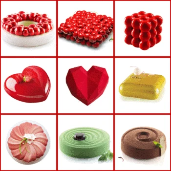 

Cake Decorating Mold 3D Silicone Molds For Mousse Dessert Mould Heart Shape Cake Decorator Tool Chocolate Brownie Baking Pan