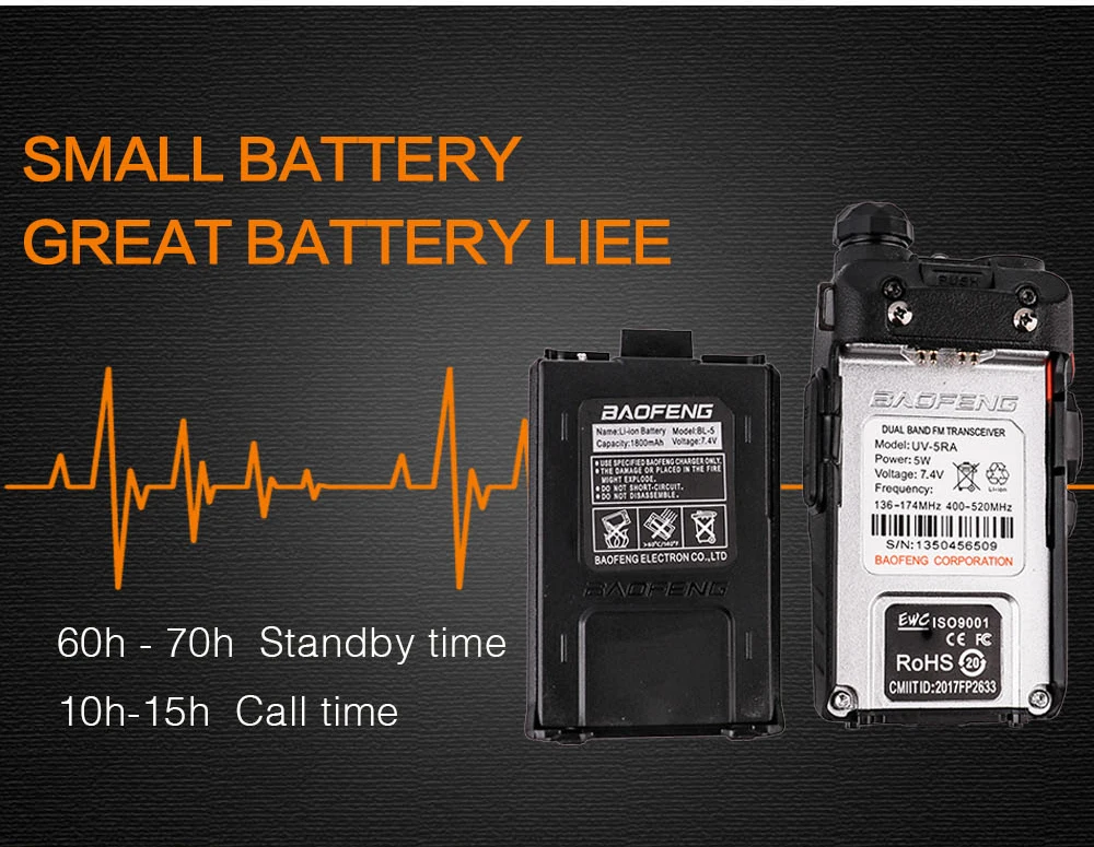 Baofeng UV-5RA VUHF 136-174400-520MHz Dual-Band Two-way Radio Walkie Talkie for UV 5RA cb portable radio (6)