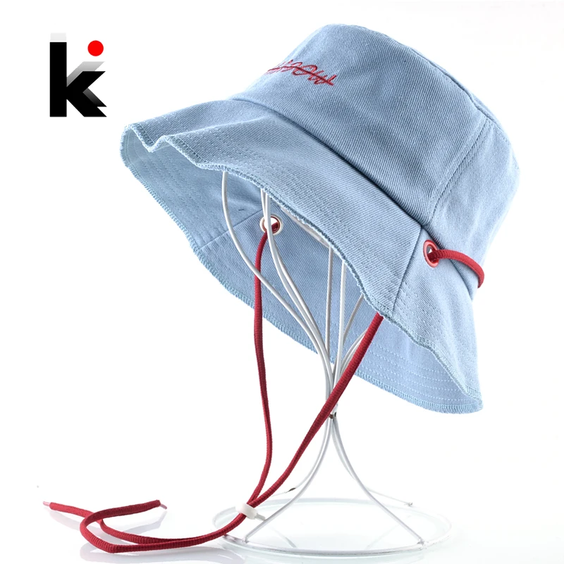 

Solid Color Bucket Hat For Women Cotton Breathable Sun Cap Embroidery Letter Foldable Beach Hats Men Casual Floppy Wide Brim Hat