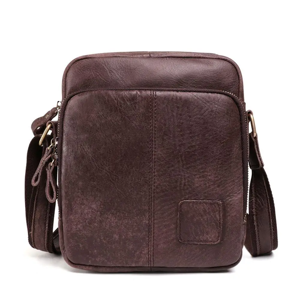 Genuine Leather Messenger Bag For Men Vintage Casual Male Small Handbag Shoulder Crossbody Bags Multi Function Man Handbags - Цвет: Coffee