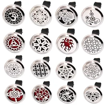 

More than 27 Styles 30mm Diffuser 316 Stainless Steel Car Aroma Locket Essential Oil Car Diffuser Locket Free 50Pcs Pads