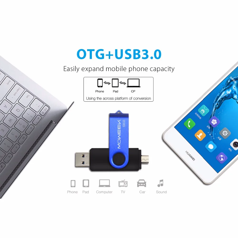 Moweek USB флеш накопитель 2017 Поворотная usb флешка 128 Гб OTG 3 0 Флешка высокая скорость 64