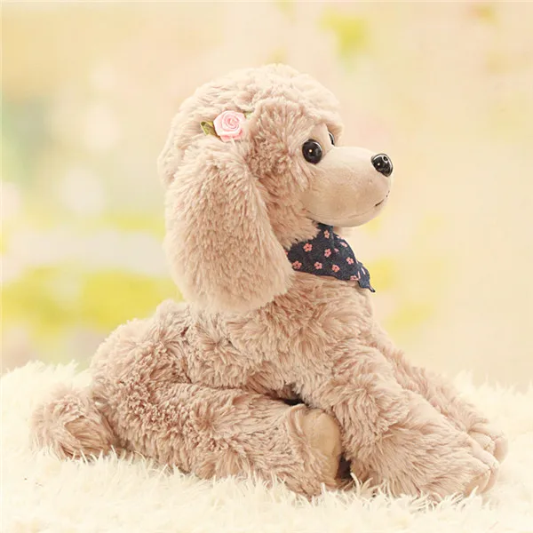 Cute Dog plush toys Poodle Bichon Frise puppy stuffed warm animal toys - Camel 3