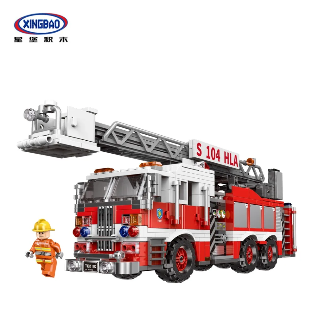 New XINGBAO 03031 The Aerial Ladder Fire Truck Set City