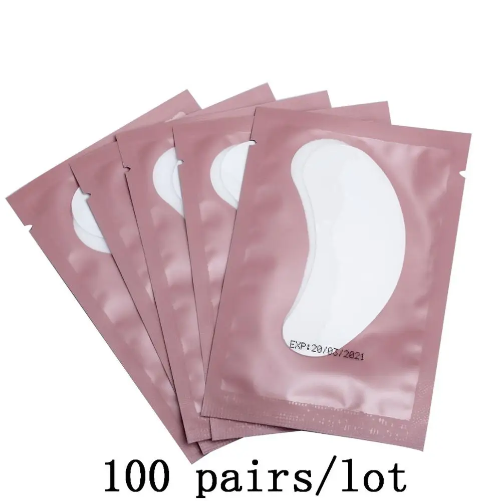 Накладки для ресниц, 25/50 пар, накладки для ресниц, гелевые накладки для прививки ресниц под глазами, накладки для наращивания ресниц, бумажные наклейки, инструменты - Цвет: Pink 100