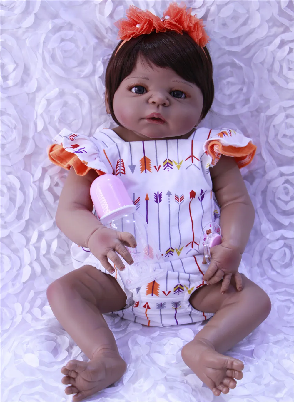 Силиконовая кукла reborn baby girl 55 см для новорожденной девочки BJD can bathe Bebe живой
