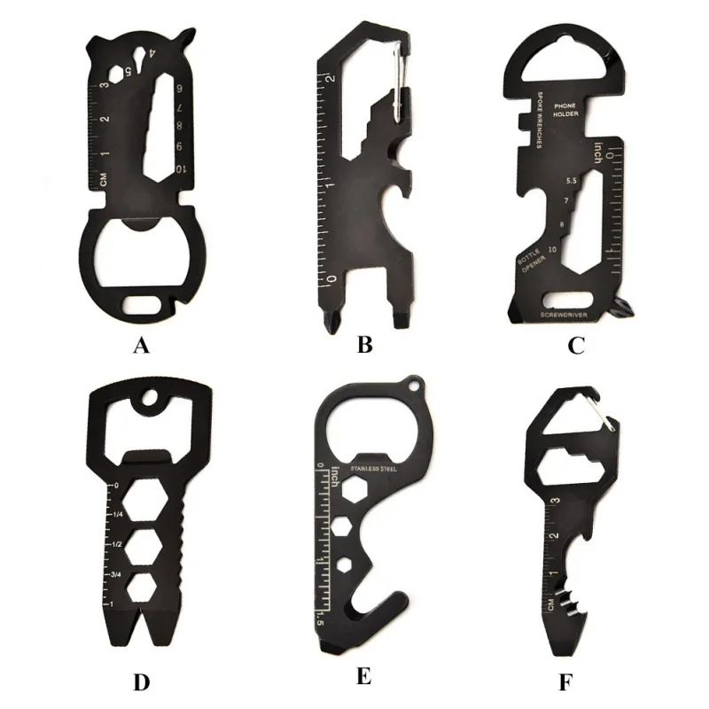 

Multifunction Black stainless steel EDC tool outdoor bottle survive gear card multi gadget camp opener wallet kit