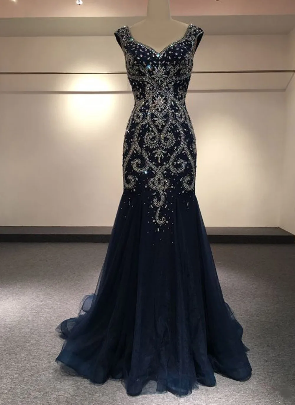 Luxury Mermaid Evening Dress Long 2018 Heavy Beaded Sleeveless Arabic Evening Gown Formal Party Dresses Open Back robe de soiree