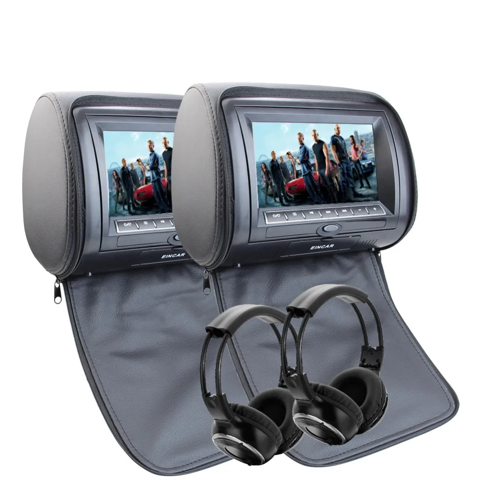 

Pair of Headrest 7 Inch LCD Car Pillow Monitors with Region Free DVD player Dual Twin Screens USB/SD 32 Bit Games Car DVD Head