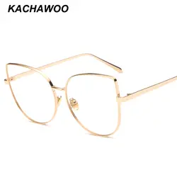 Kachawoo оптовая продажа 6 шт Большой кошачий глаз очки женский Ясно линза в металлической оправе золото Большие размеры сексуальные очки