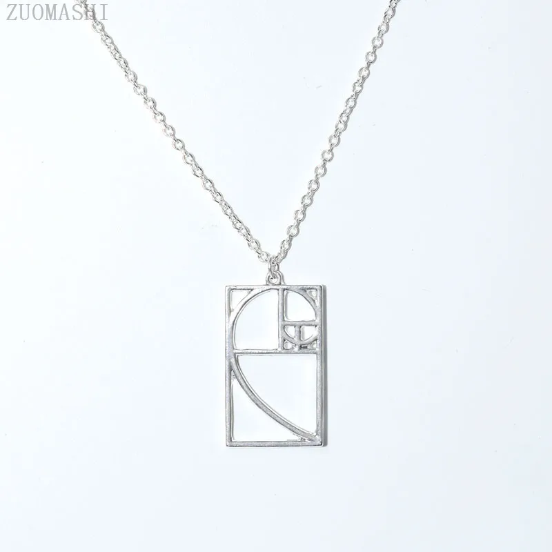 ZUOMASHI, дизайн, ювелирные изделия, ожерелье Фибоначчи, носимая математика-Phi-иррациональные украшения, серебро и золото, ожерелье