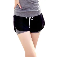 Серые с черными сетчатые шорты Йога Бег Фитнес Женская одежда для тренировок тонкие поддельные две части спортивной одежды женская верхняя одежда