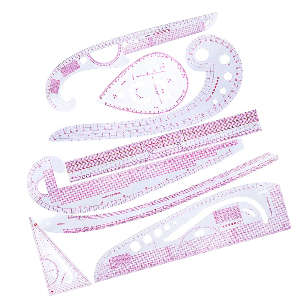 

9Pcs French Curve Metric Ruler Measure for Tailor Sewing Dressmaking Pattern Design Tool