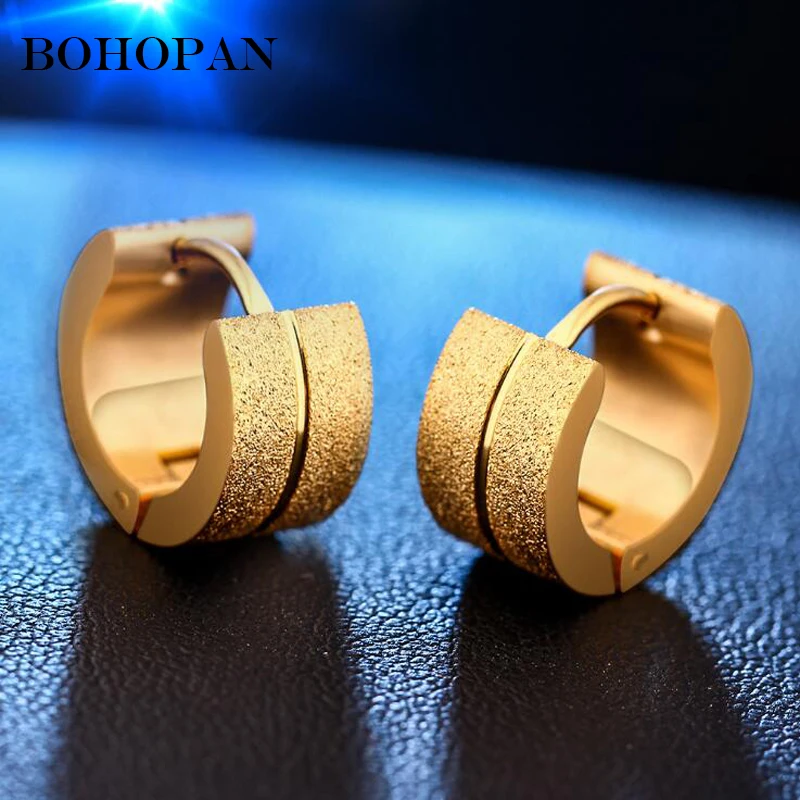 

Fashion Earrings Punk Earrings Women Men Simple Frosted surface Gold Silver Black Hoop Earrings Brincos Unisex 2018