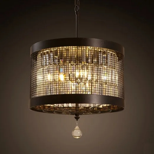 Американский Железный круглый Droplight светодиодный хрустальный подвесной