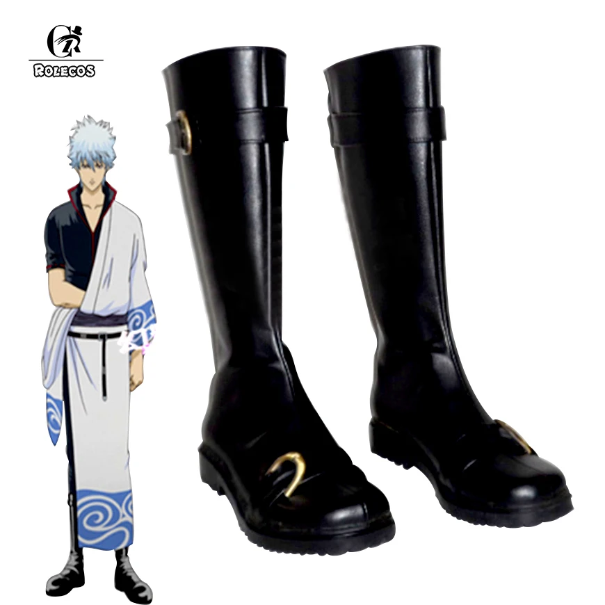 

ROLECOS New Arrival Anime Gintama Cosplay Shoes Unisex Costume Shoes Sakata Gintoki Cosplay Shoes Black Boots