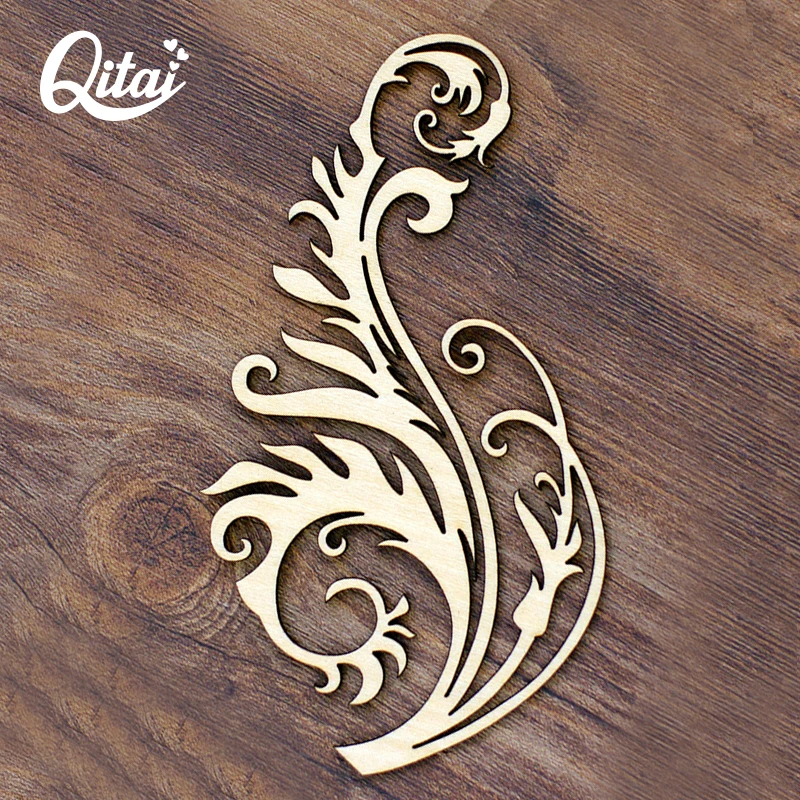 The Most Ancient Classic Vine Flower QITAI 12Pieces/Lot Creative Product Crafts DIY Scrapbooking Vintage Retro Wooden Chip WF024 Ornament Crafts Resin Crafts Wooden Figurine Crafts