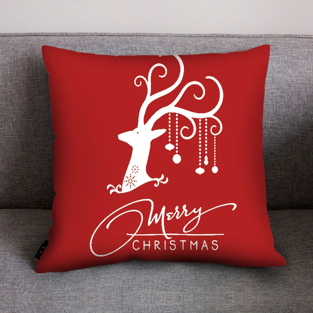На застежке, на Рождество, Год, накидка для подушки, декоративная красная печать Подушка Чехол подушки из полиэфира дома# XTN