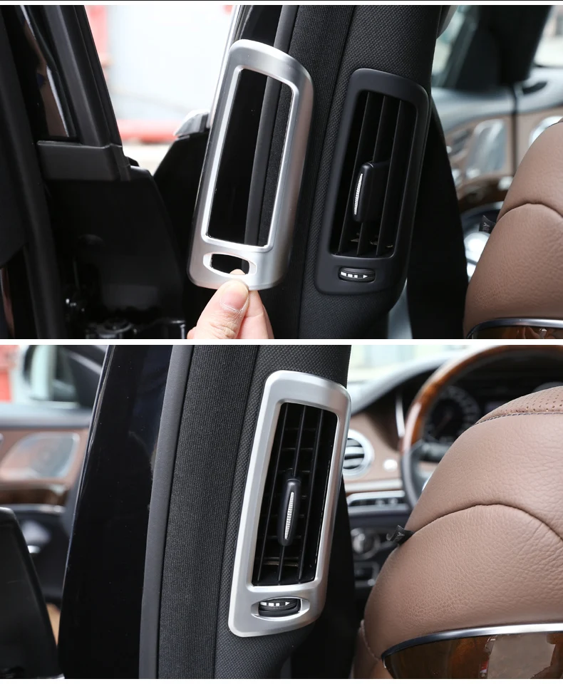 Car Styling B pillar air conditioning AC Outlet sequins frame cover sticker for Mercedes Benz S Class W222 S300 S320