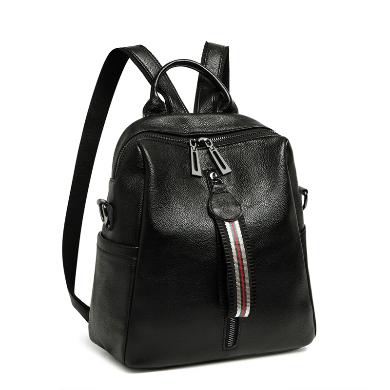 

Genuine Leather Backpack Fashion Black Bag Pack Real Leather Mochila Feminina Travel Backpack School Bags for Teenage Girls