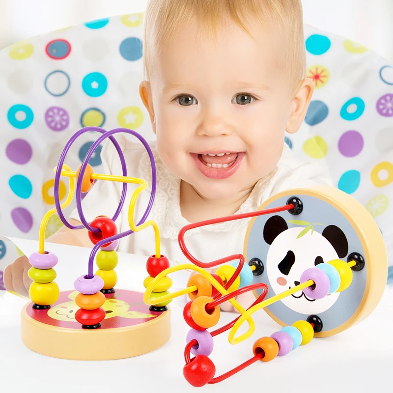 

Montessori Toys Educational Wooden Toys for Children Early Learning Math Toy Counting Circles Bead Wire Maze Roller Coaster