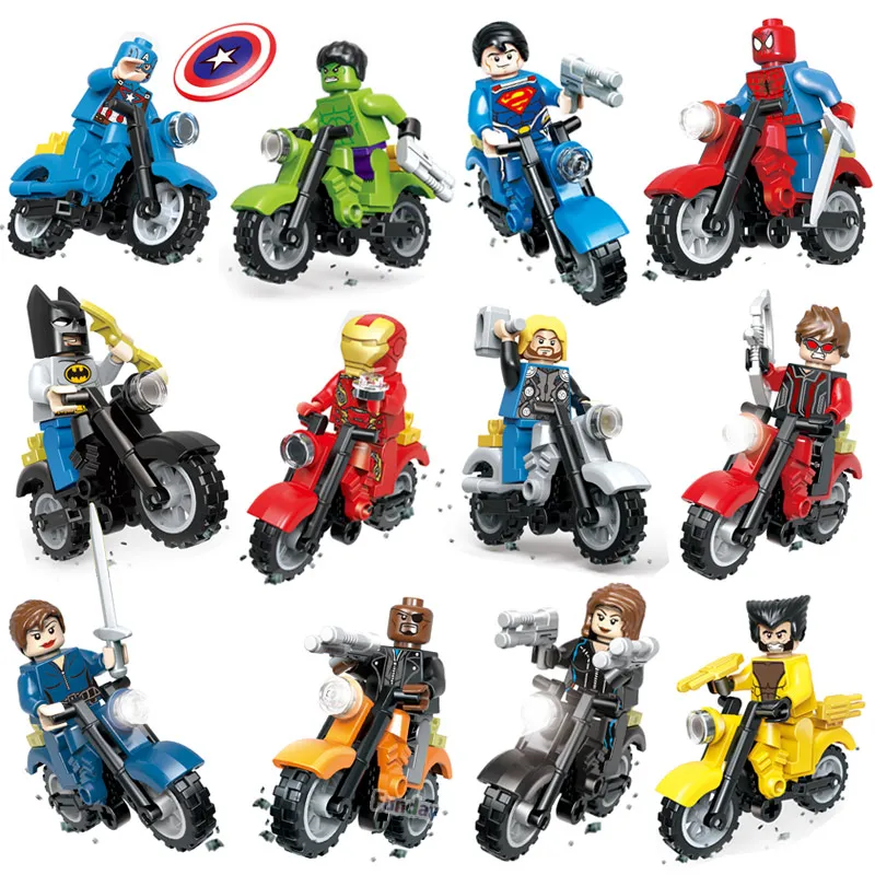 

Cartoon Comics Movie Mini Doll with Motorcycle Shield Motor Model Building Block Assembly Toy for Boy Kid children birthday gift