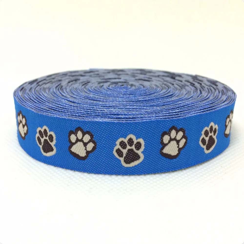 2015 Nuovo Commercio All'Ingrosso 5/8 &Quot;16Mm 10Y/Lots 100% Poliestere Blu Piedi Di Colore Tessuto Jacquard Ribbon Per Il Collare Di Cane Del M