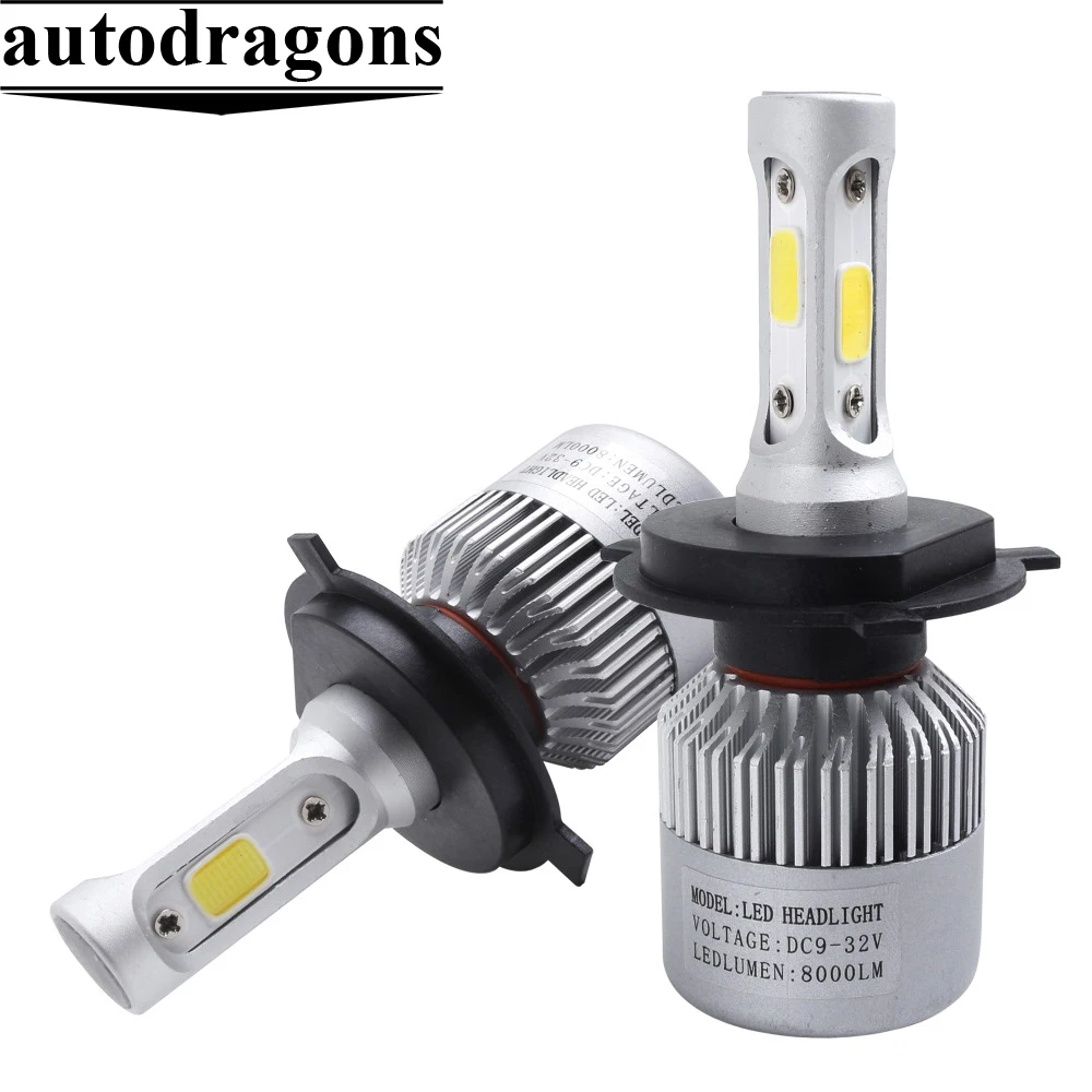 Autodragons S2 12 V светодиодные фары H7 H4 H8 HB3/9005 HB4/9006 H1 H3 H13 9004 фары автомобиля 6000 К 6500 8000Lm для автомобильных фар