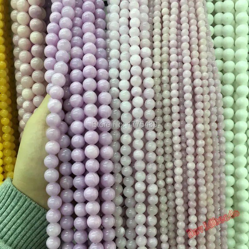 

Free Shipping Round Smooth Light Purple Jadee Beads Jewelry Beads For Jewelry Making Diy Bracelet Strand 15"