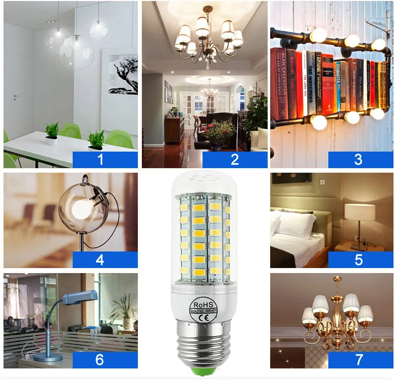Светодиодная лампа Кукуруза E27 E14 110 В SMD5730 220 светодиодсветодиодный s светильник