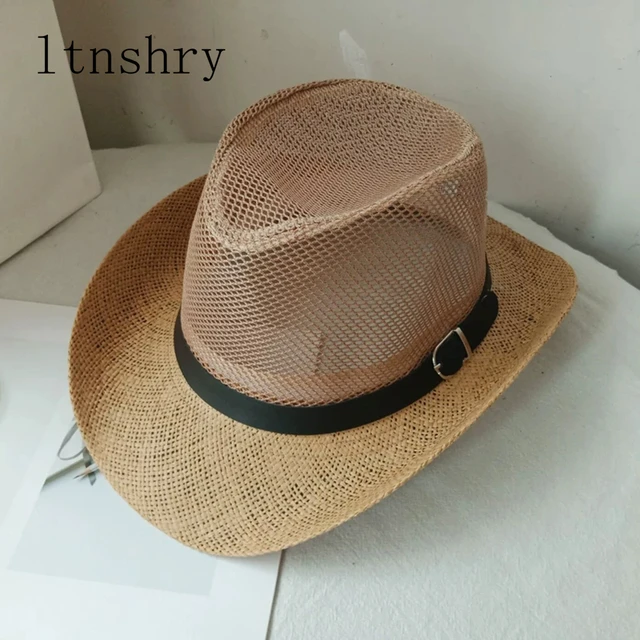 Cowboy Hat Classic Vintage Hollow Out Unisex Curled Edge Wide Brim Men Sun Hat  Fishing Hat