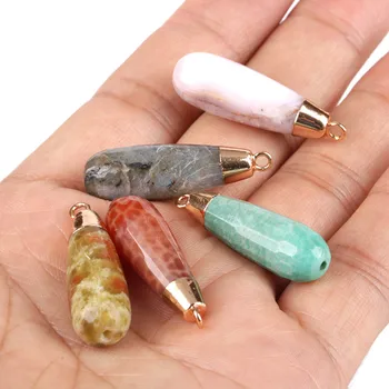 

dankaishi Water Drop Shape Jewelry Accessories & Findings Natural Stone Druzy Turquoise Crystal Gempoint Mixed Color Wholesale