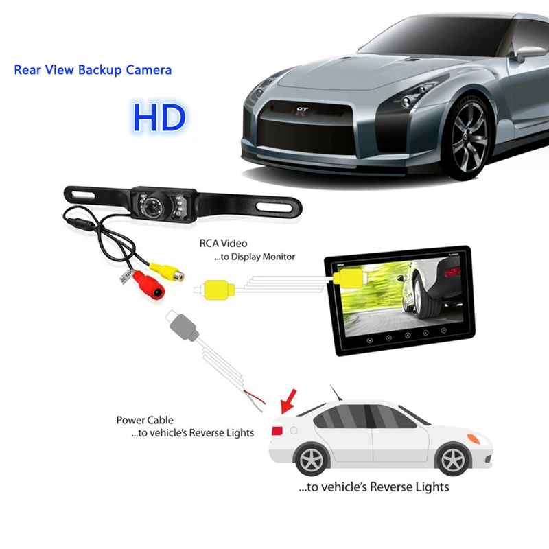 

POPNOW Car Rear View Reverse Backup Camera Parking Night Vision Waterproof 7 LED Parking Assistance Waterproof Rear View Camera