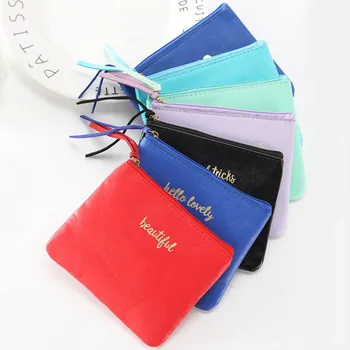

7 Colors New High Quanlity Simple PU Leather Casual Coin Purse Girls PU Zipper Change Purse Women Mini Wallet Key Card Bag Gift