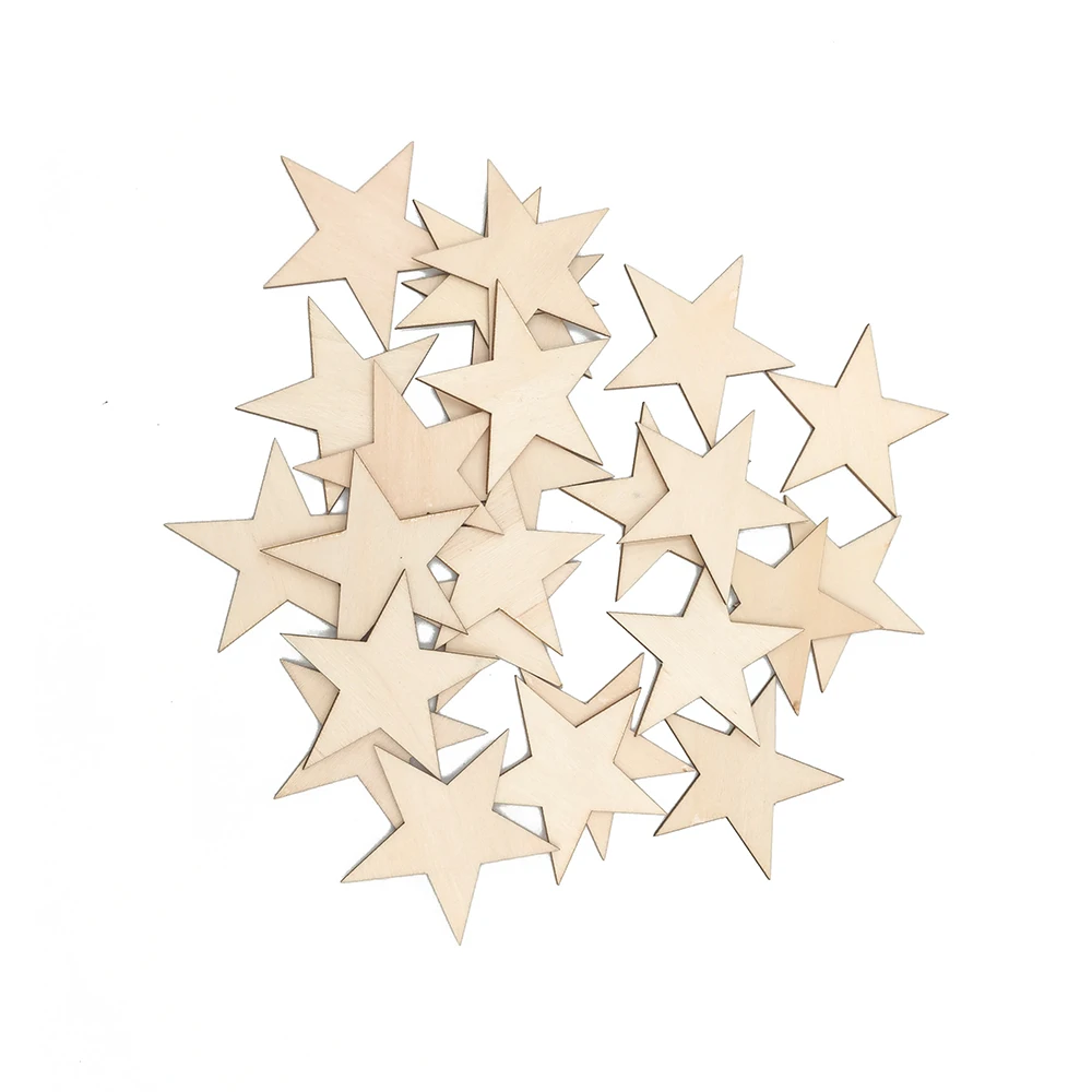 

10-80mm Unfinished Wooden Star Cutout Shapes Wood Stars, Star Shaped Wood Pieces for DIY Arts and Crafts