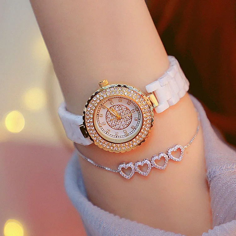 

2017 New Women Watches Time Casual Luxury Diamond Quartz Watch Dial Ceramics Strap Wristwatches Female Dress Clock Saac relojes