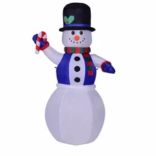 6 Foot 180CM Inflatable Lighted Santa Hat Snowman Blow Up Toys Yard Holiday Christmas Winter Decoration With Candy Stick