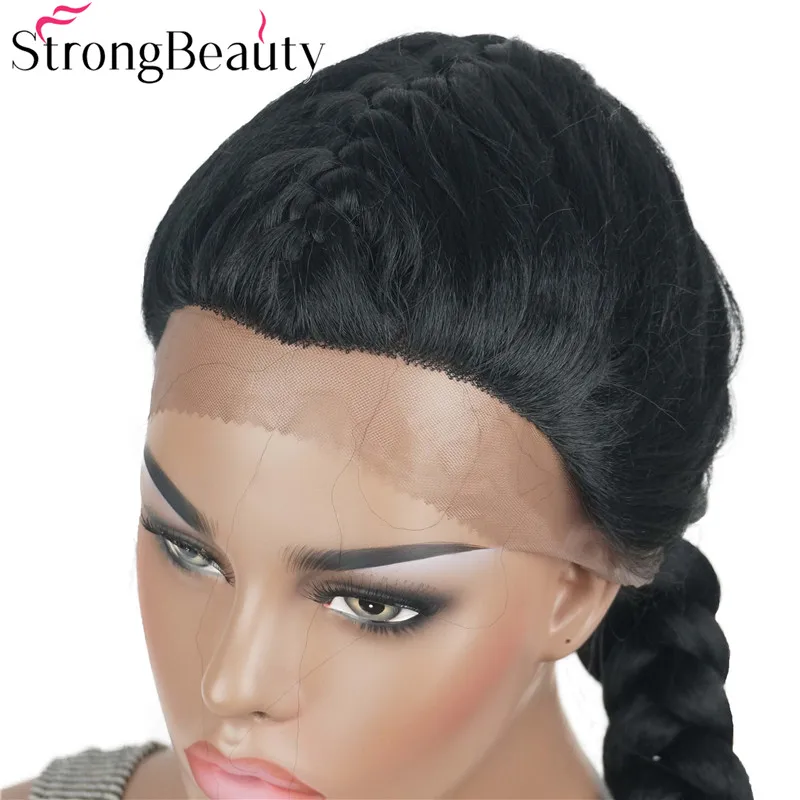 StrongBeauty длинные плетеные прически кружевные передние парики для женщин