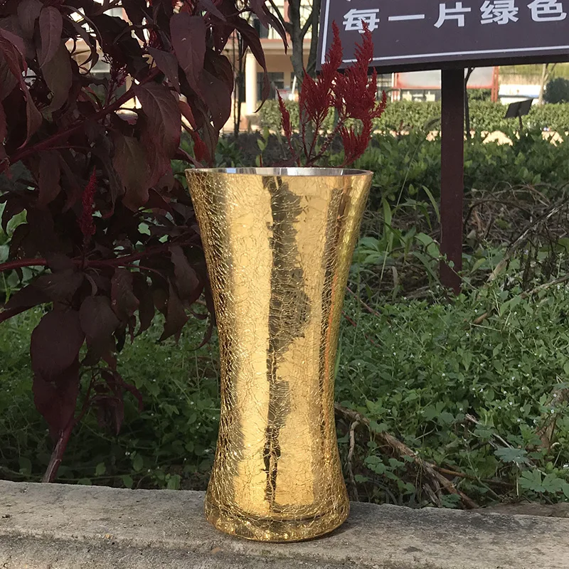 Скандинавский стиль Золотой ледяной треснутый корсет стеклянная ваза