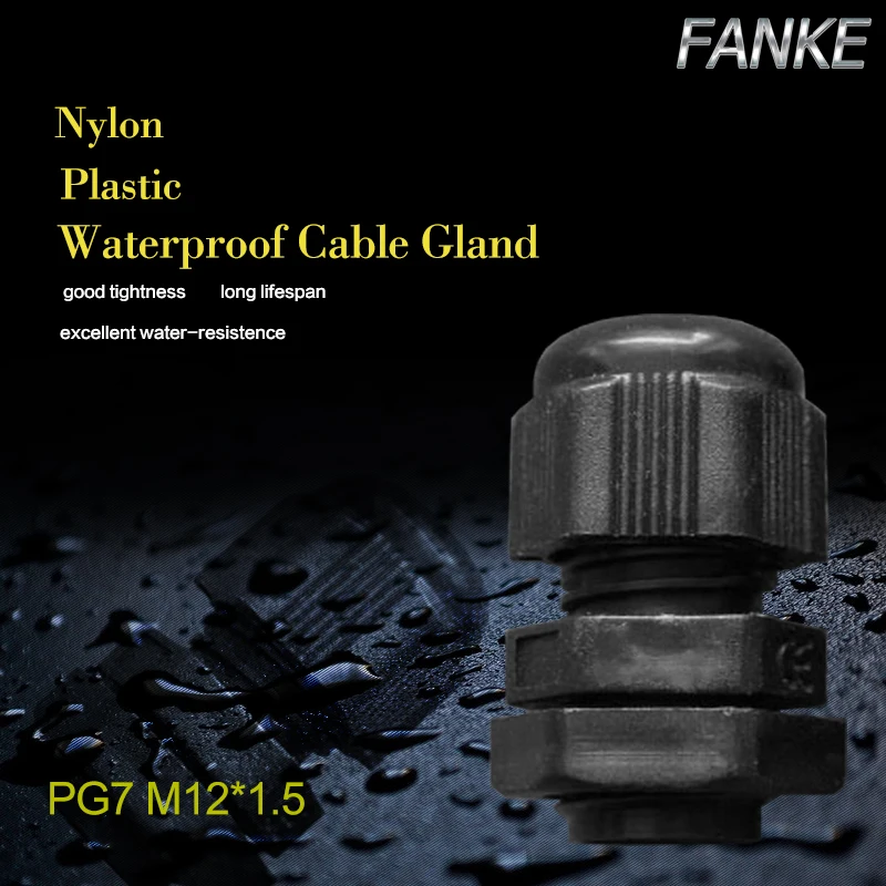 

1piece M12*1.5 Waterproof Nylon Plastic Cable Gland Connector for 3-6.5mm Cable black color IP68 Factory wholesale